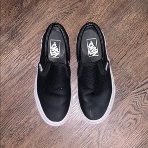 Black perforated leather vans